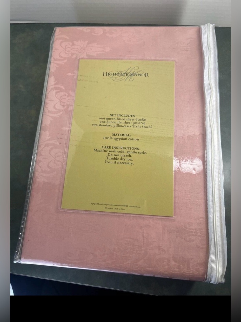 Highgate Manor Queen Sheet Set Pink Damask 400 TC Egyptian Cotton New In Package